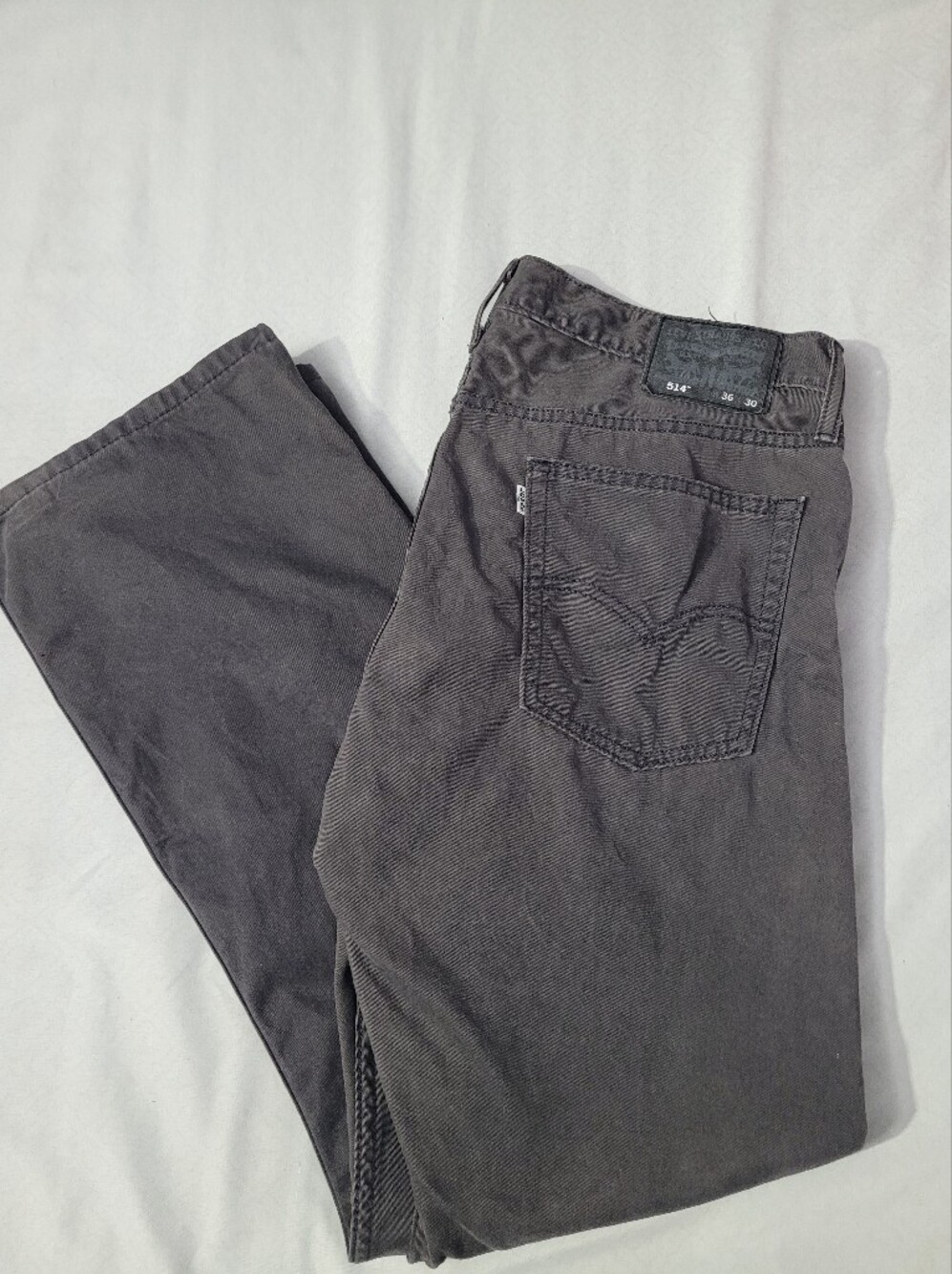 Men's Levi White Tab Gray Jeans - 514 Relaxed Fit